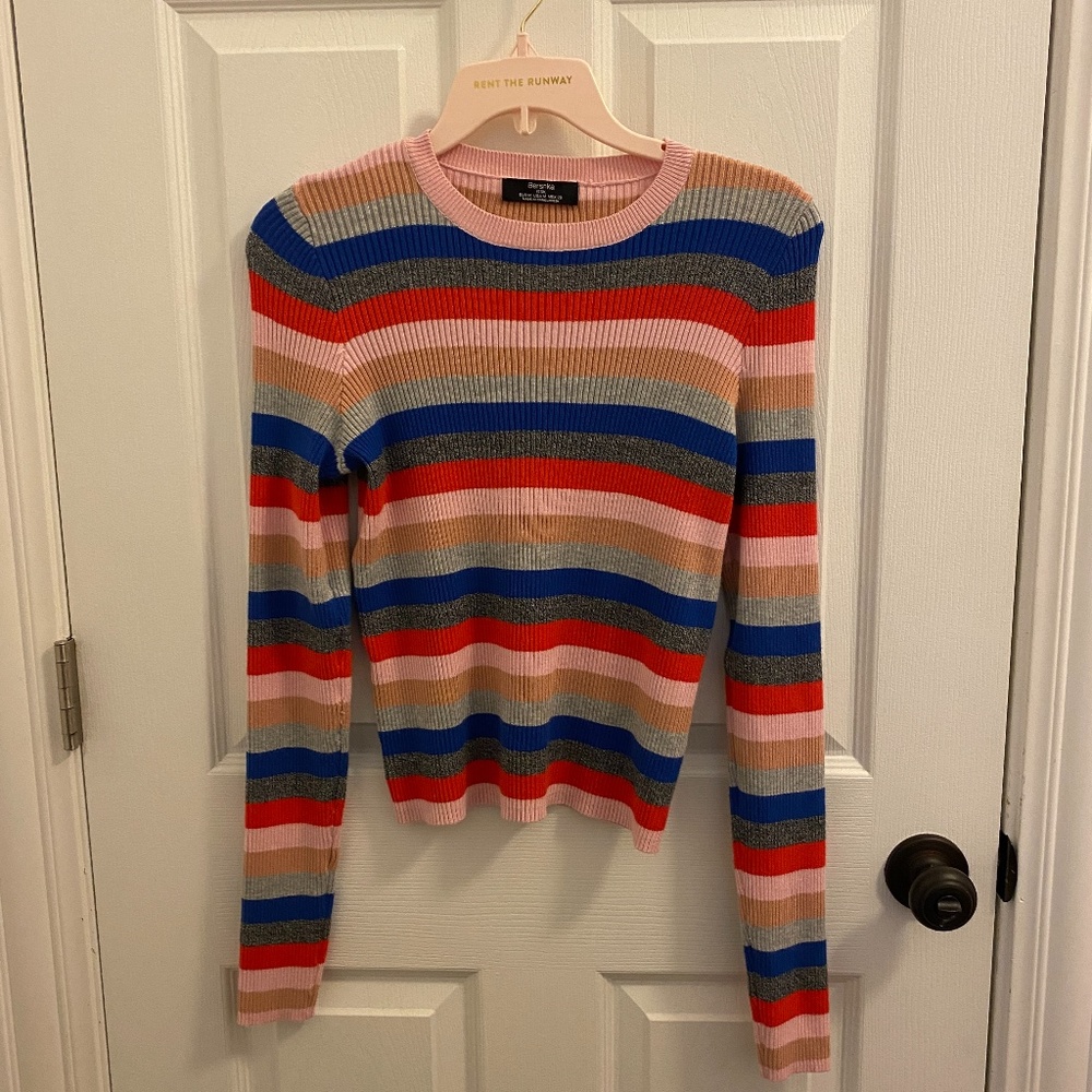 Bershka Crop Rib Stripe Sweater